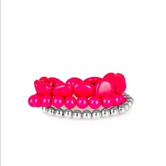 Paparazzi pink and silver bracelet set. - Picture 1 of 3